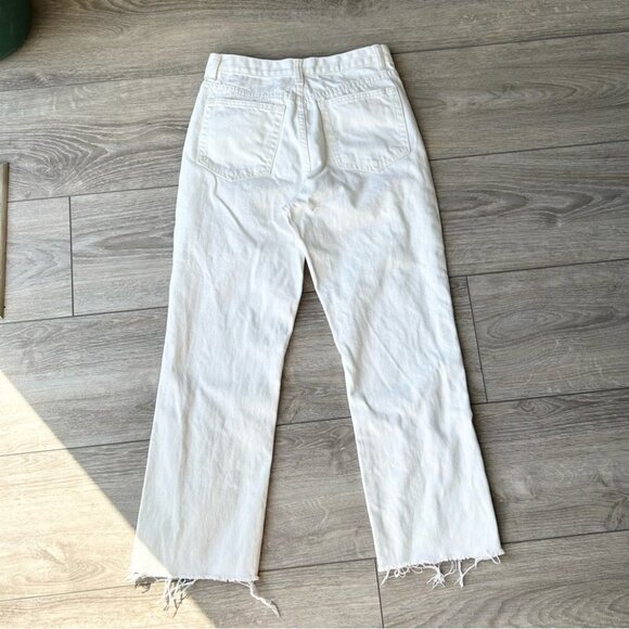 Nasty Gal White Frayed Hem High Rise Mom Jeans - Picture 9 of 14